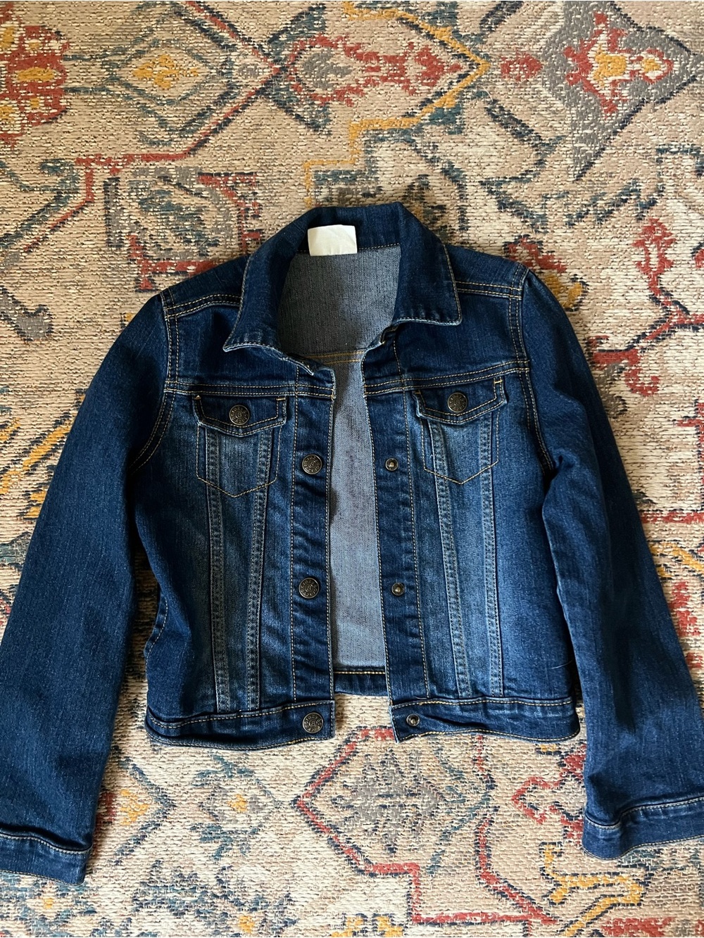 Girls Classic Dark Wash Denim Jacket - Blue